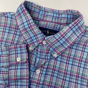 Ralph Lauren Men's XL Cotton Multicolor Plaid Long Sleeve Button Down Shirt